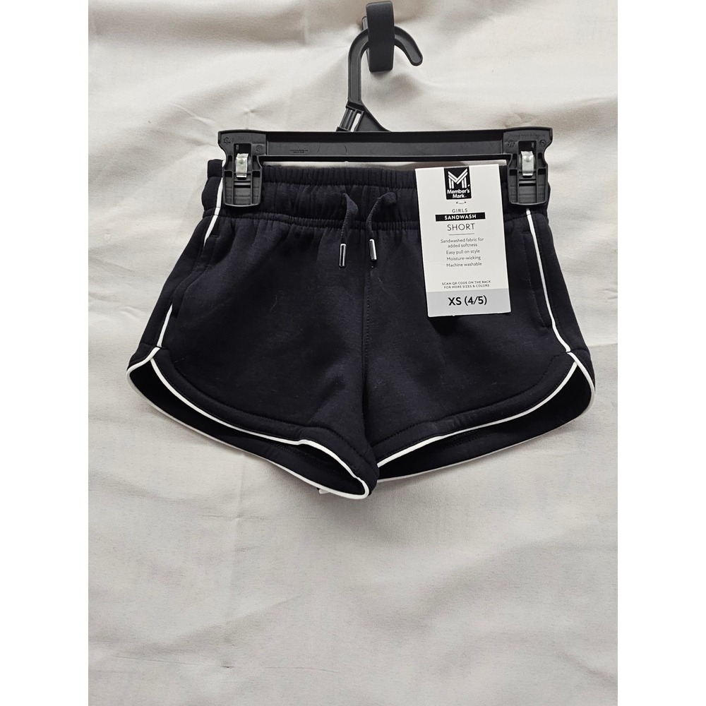 Member's‎ Mark Girls Sandwash Shorts Black Polyester Blend Athletic Size XS 4/5